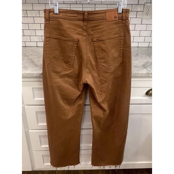 AG Jeans Pants Womens 30 Brown SaigeWide Leg High Rise Raw Hem Twill Casual - Picture 2 of 11